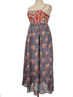 NATURAL LIFE Red and Navy Floral Maxi Dress